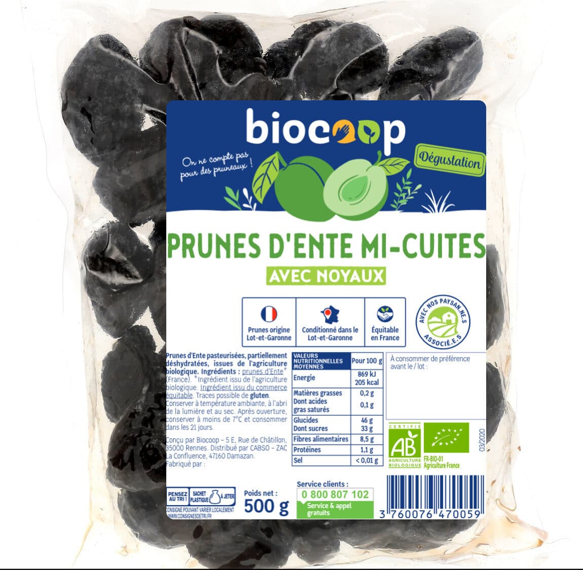 Biocoop Prune d'Ente mi-cuite packshot