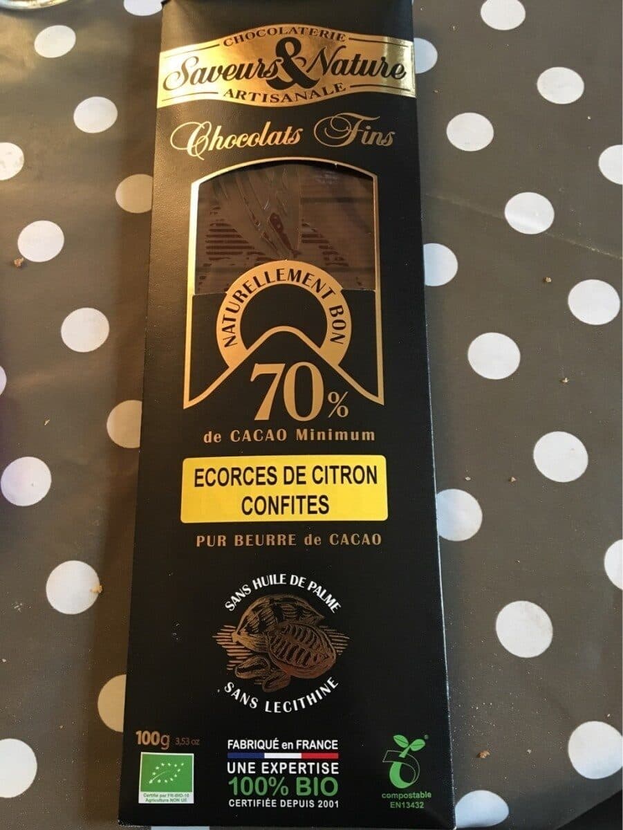 Saveurs & Nature Chocolat Noir Citron Tablette packshot