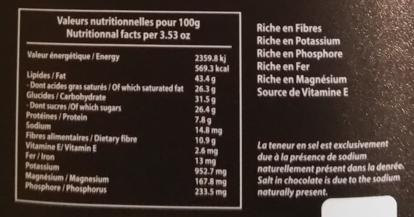 Saveurs & Nature Pure Origine - Chocolat noir packshot