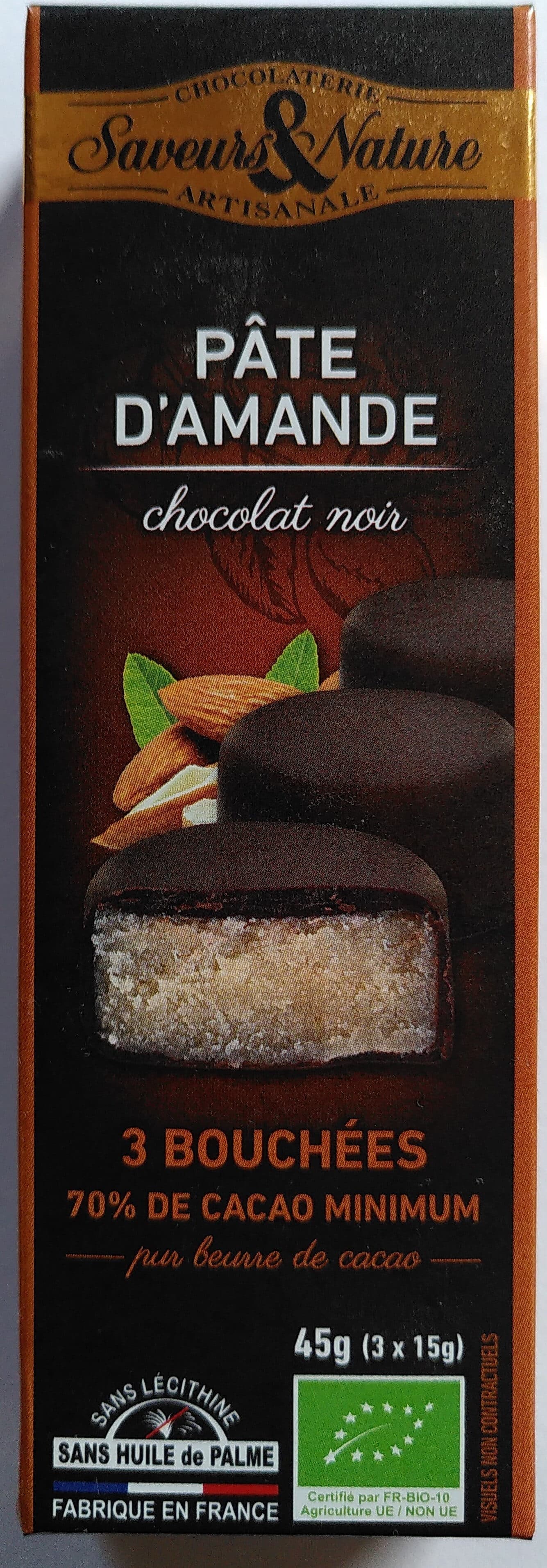Saveurs Et Nature Pâte d'amande - Chocolat noir packshot