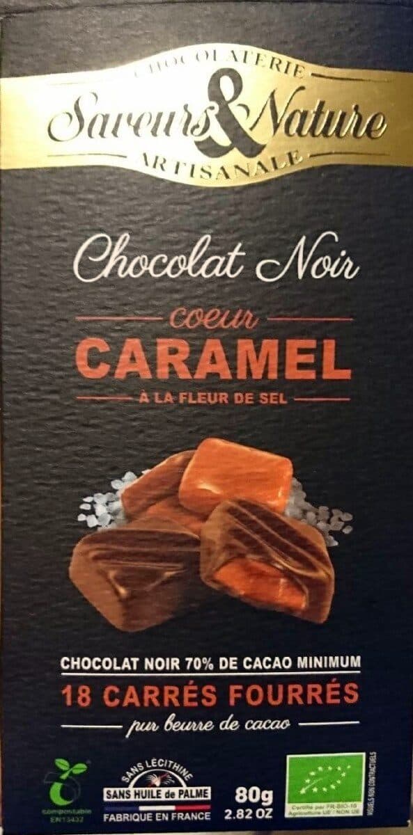 Saveurs & Nature Chocolat noir cœur caramel à la fleur de sel packshot