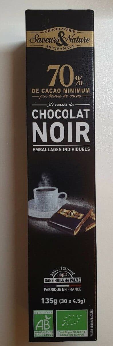 Saveurs & Nature 30 carrés de chocolat noir emballages individuels packshot