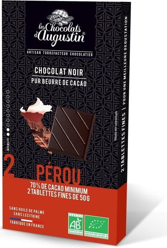Les Chocolats D'Augustin Tablette De Chocolat Noir 70% Cacao Origine Pérou packshot