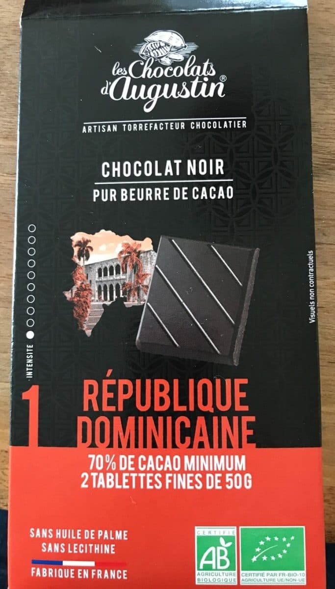 Les Chocolats d'Augustin Tablette Chocolat République Dominicaine packshot
