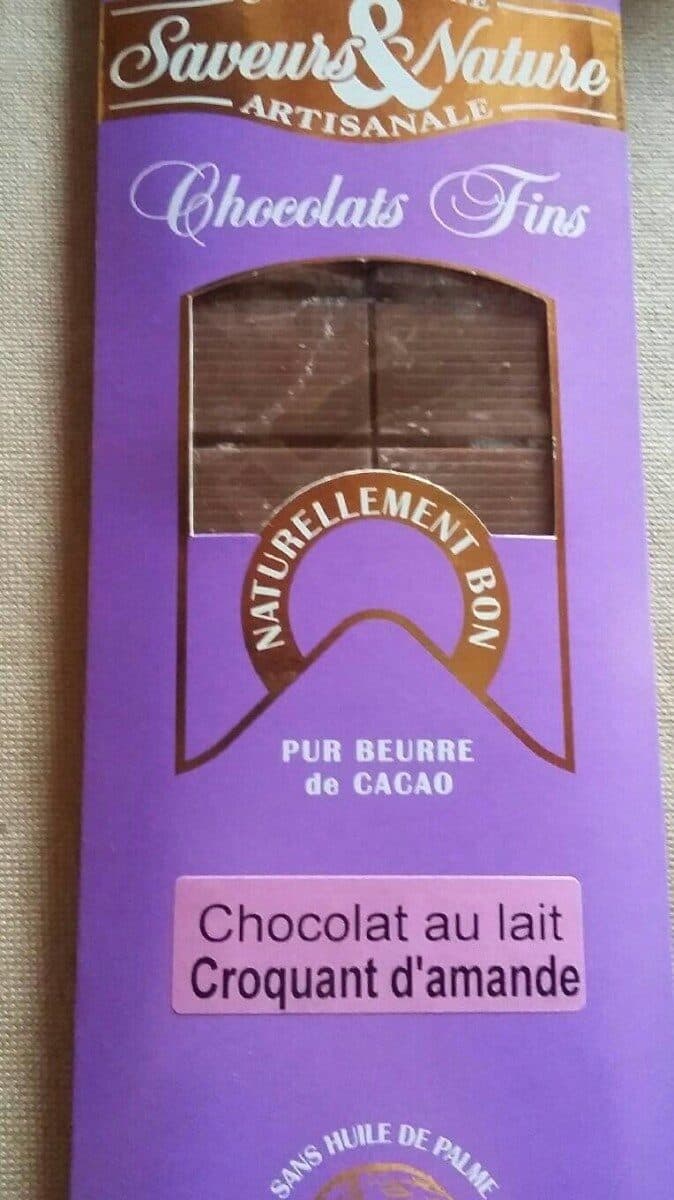 Saveurs & Nature Chocolat Lait Croquant Amande 100G packshot