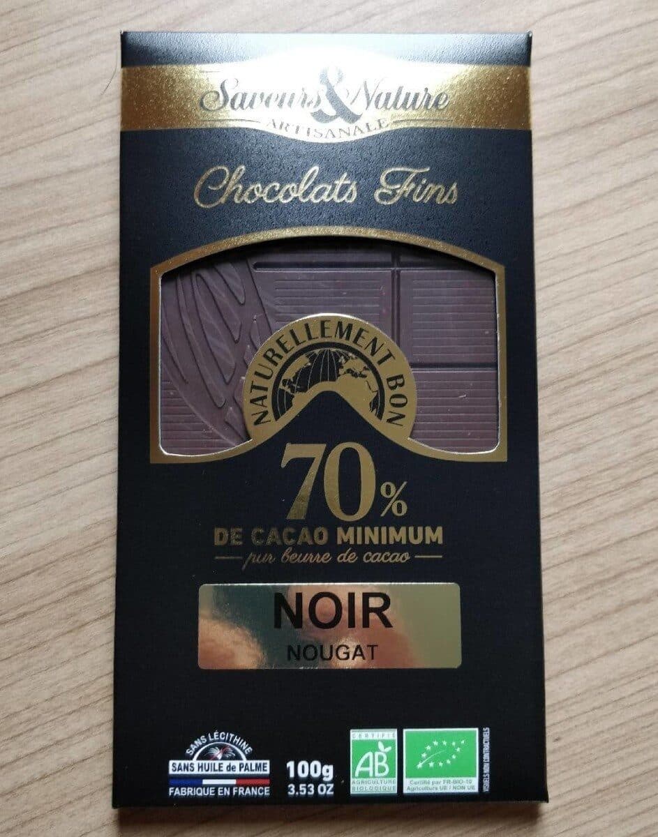 Saveurs Et Nature Tablette Choc 70% Nougat De Montelimar packshot