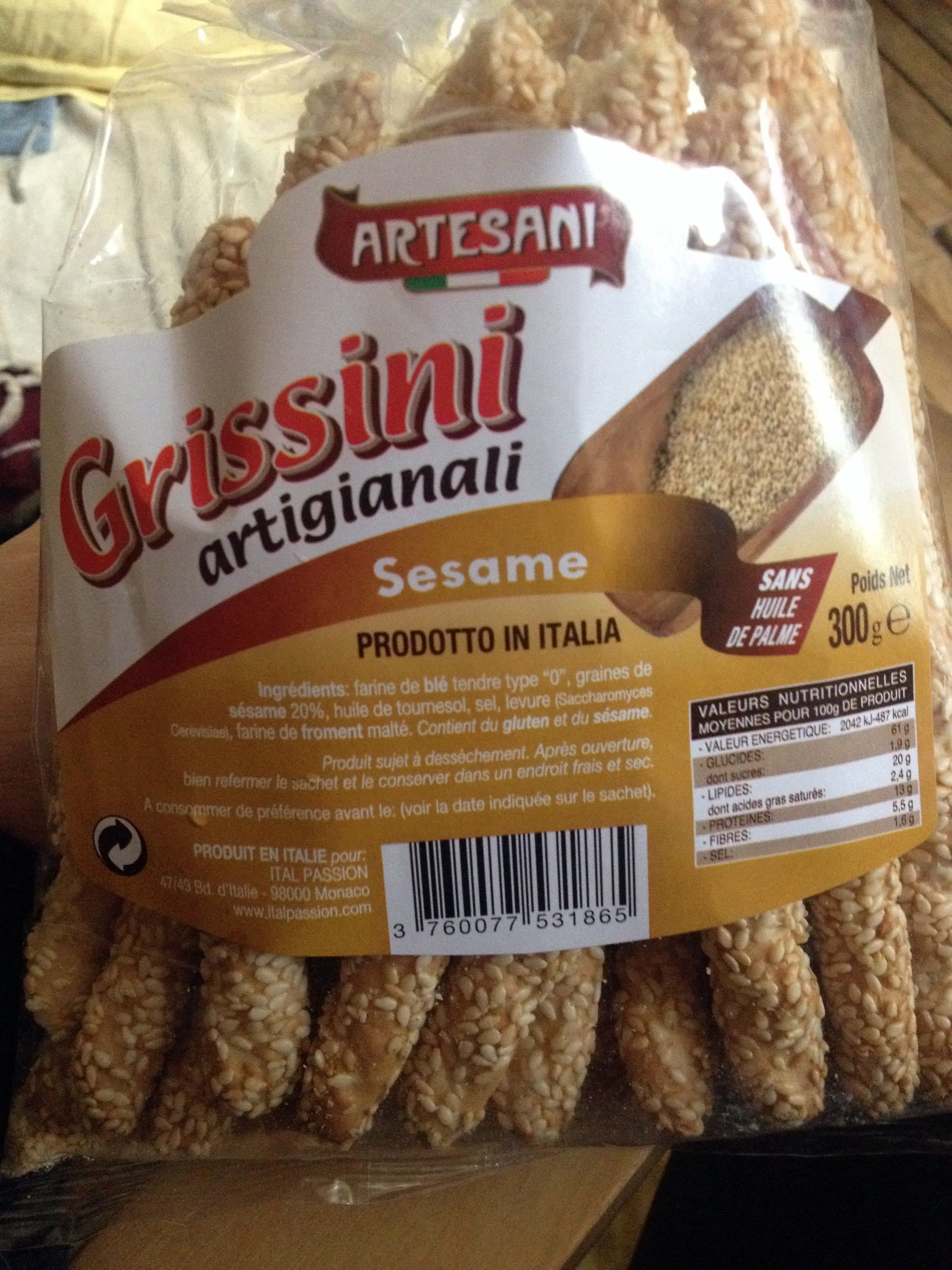 Artesani Grissini artigianali sésame packshot