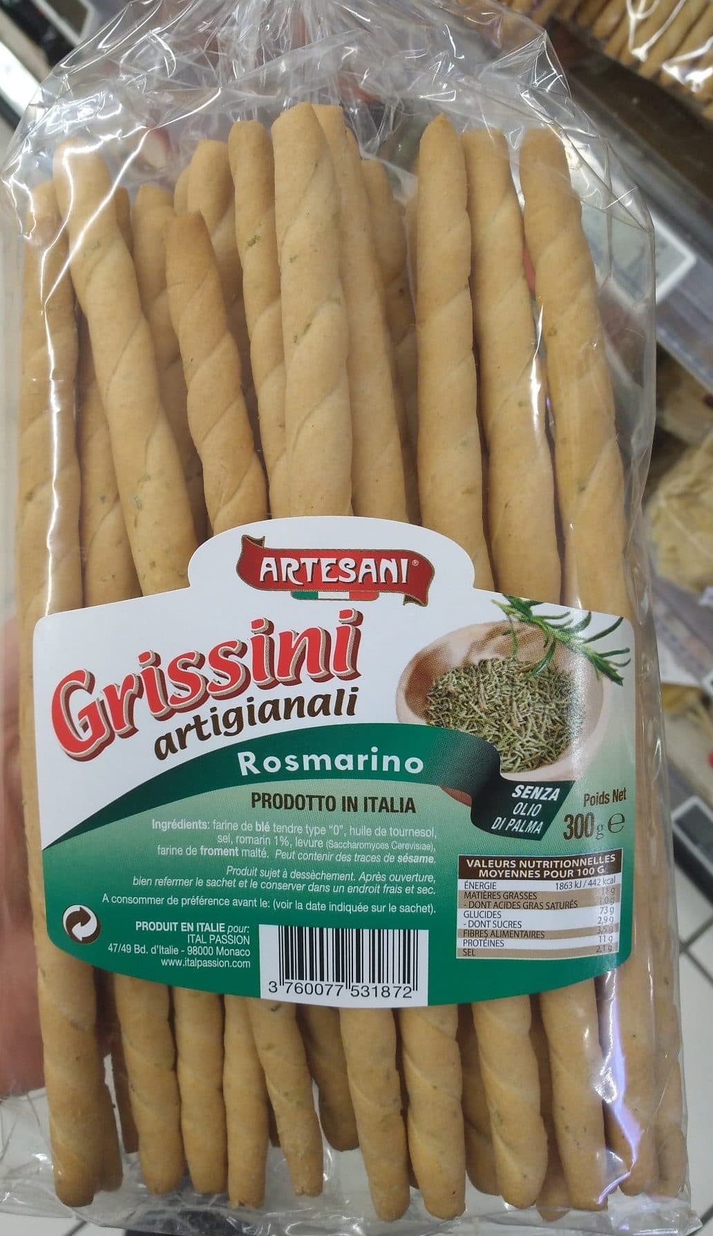 Artesani Grissini artigianali Rosmarino packshot