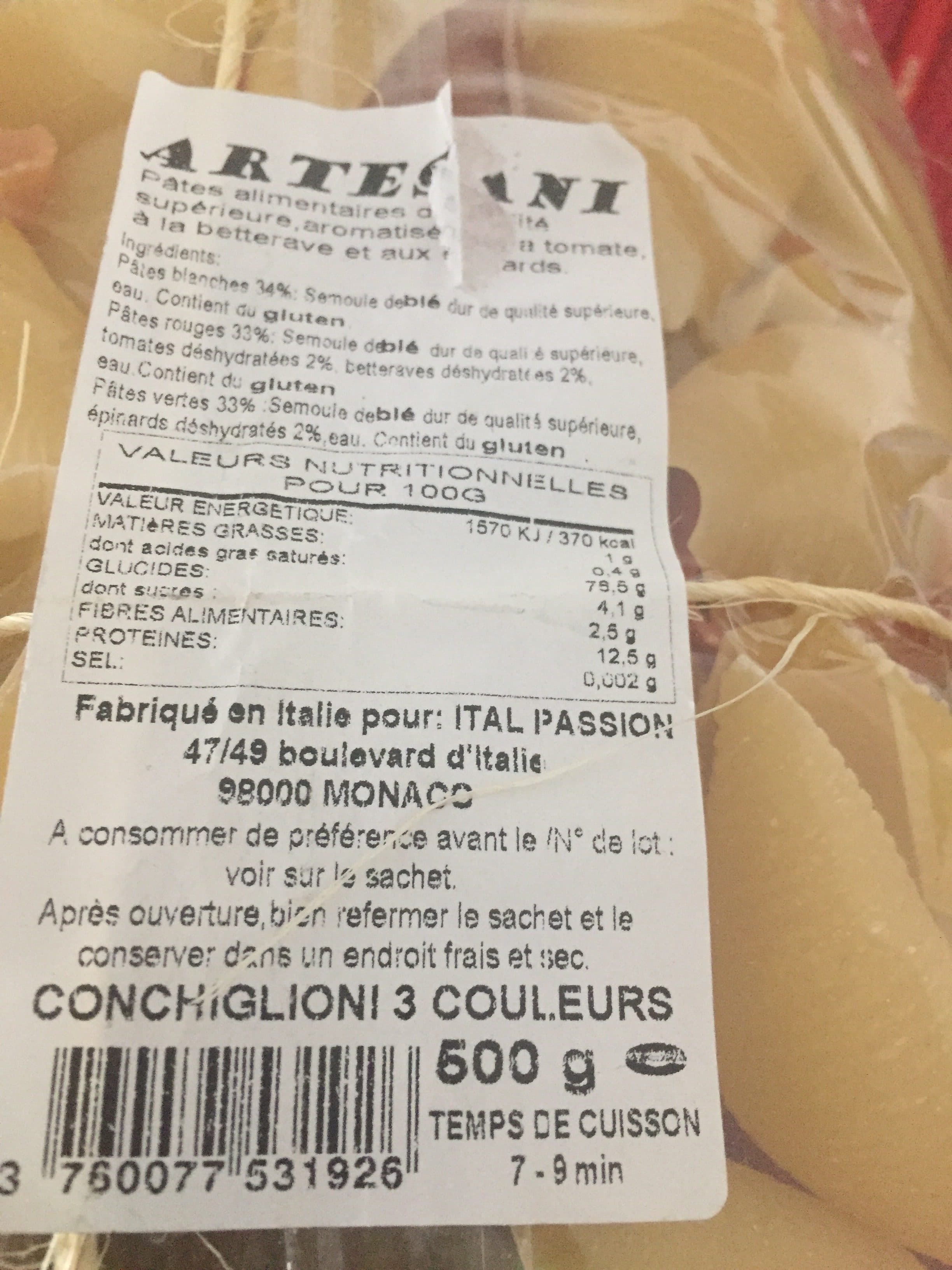 Artesani Conchiglioni Couleur "artesani" packshot