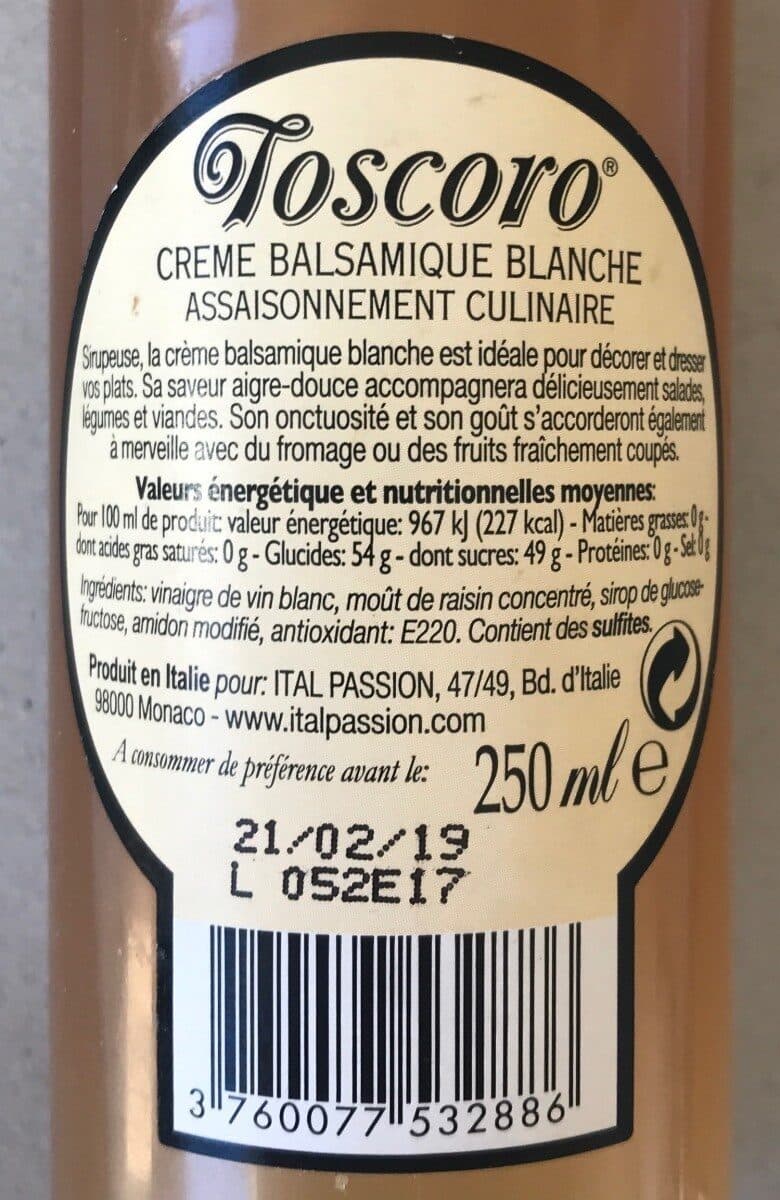 Toscoro Creme balsamique blanche packshot