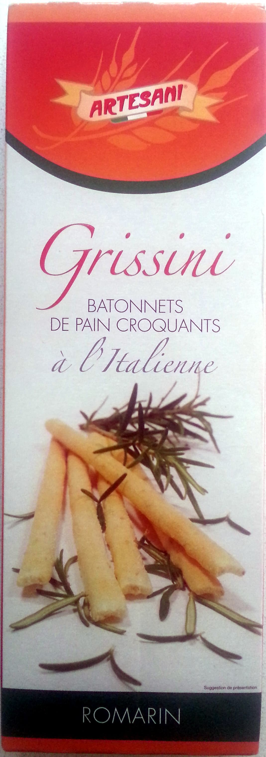 Artesami Grissini Romarin - Bâtonnets de pain croquants à l'Italienne packshot