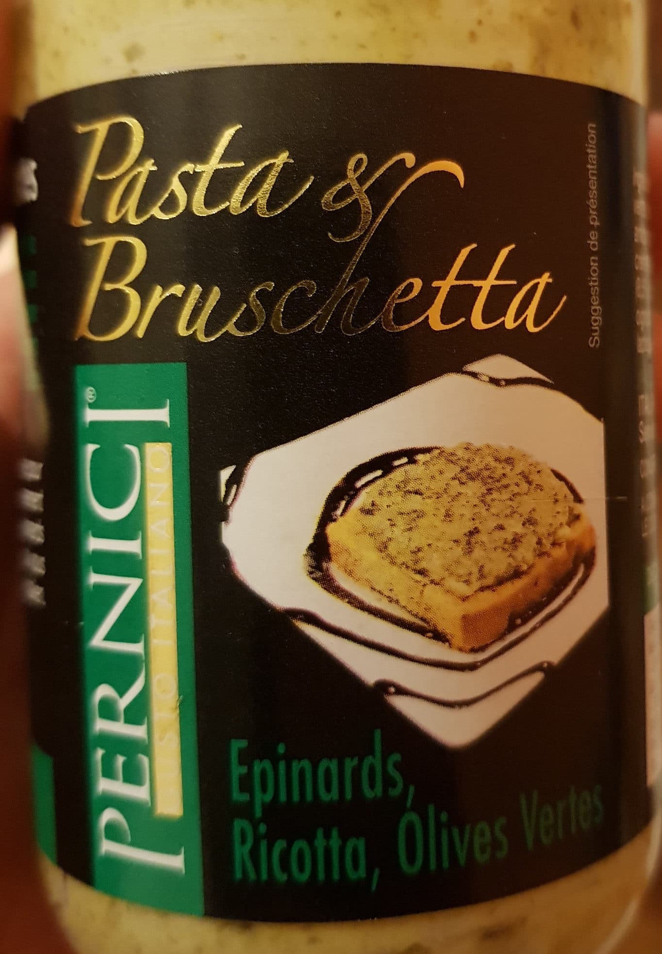 Pernici Pasta & Bruschetta épinards, Ricotta, Olives Vertes packshot