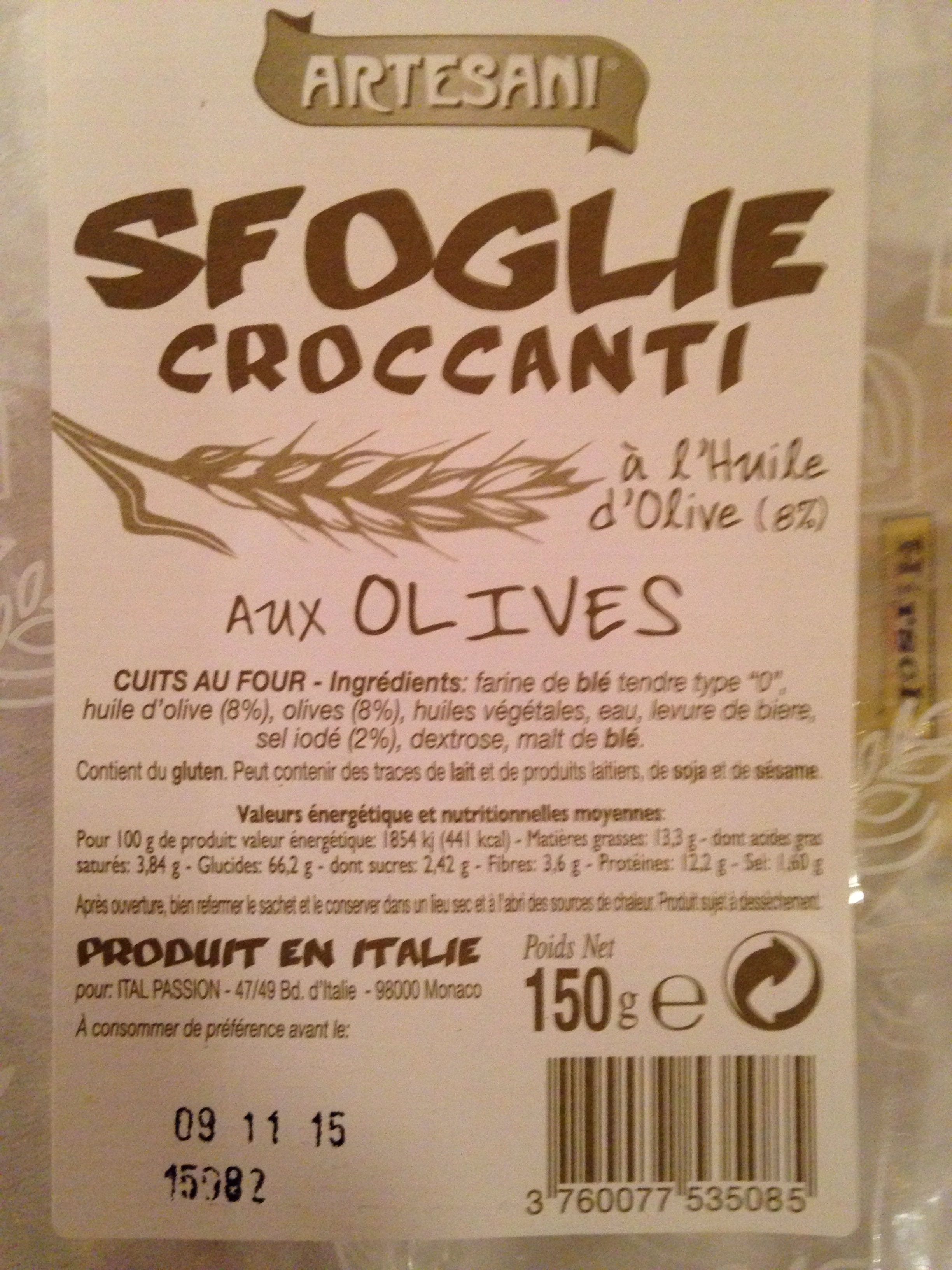 Artesani Sfoglie croccanti aux olives packshot