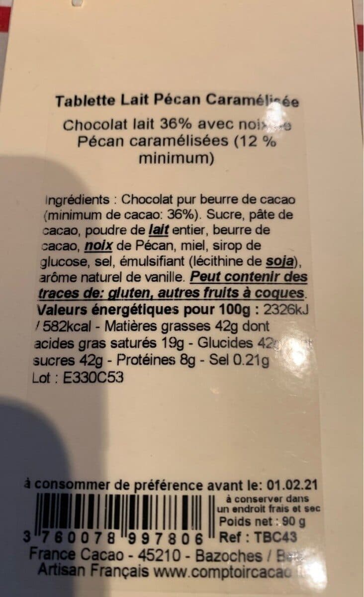 Comptoir du cacao Chocolat noix de pecan packshot