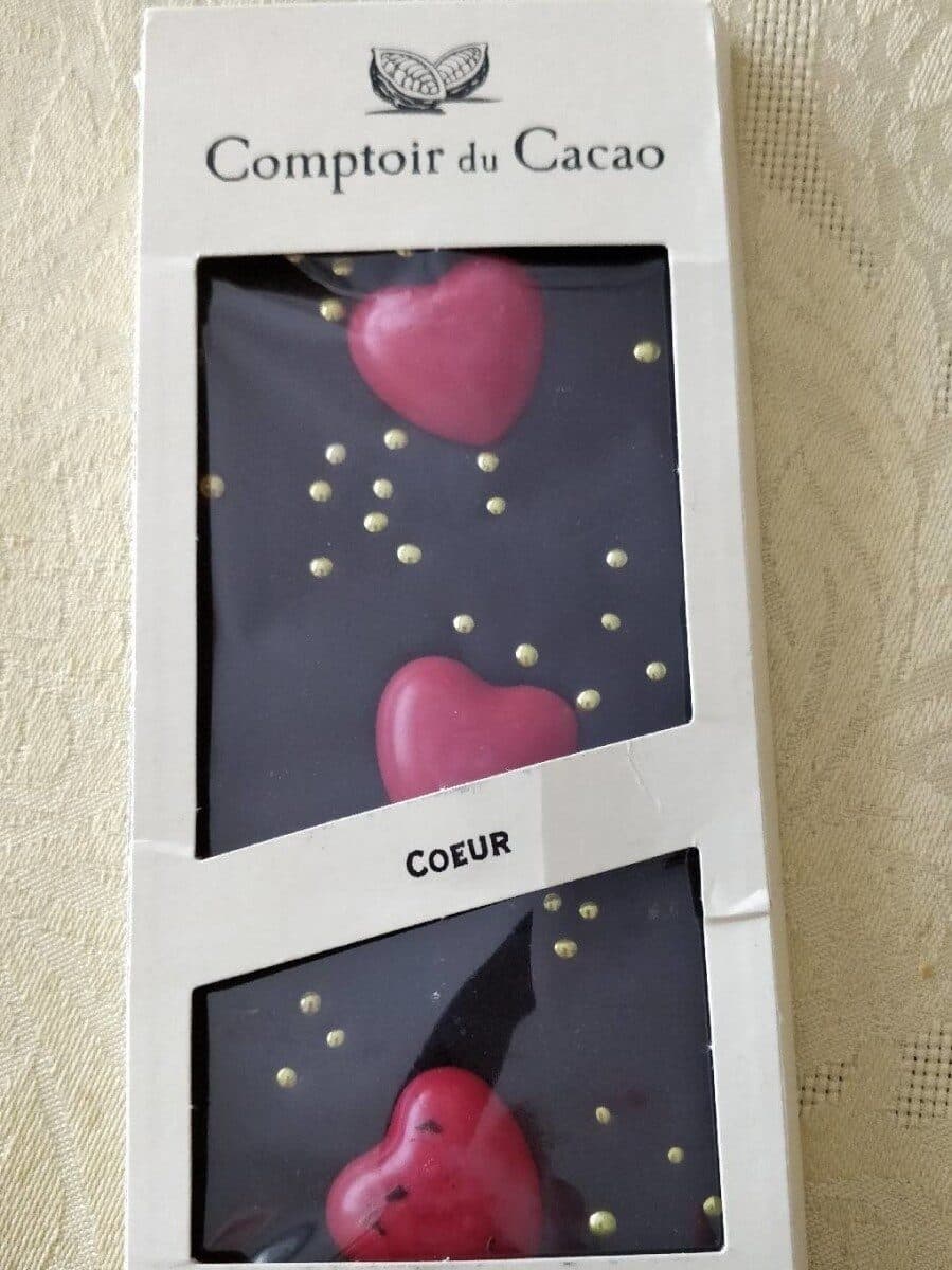 Comptoir du Cacao Tablette de chocolat Noir coeurs packshot