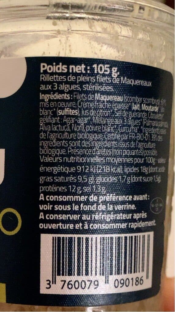 Open Food Facts Rillettes Maquereau 3 algues packshot