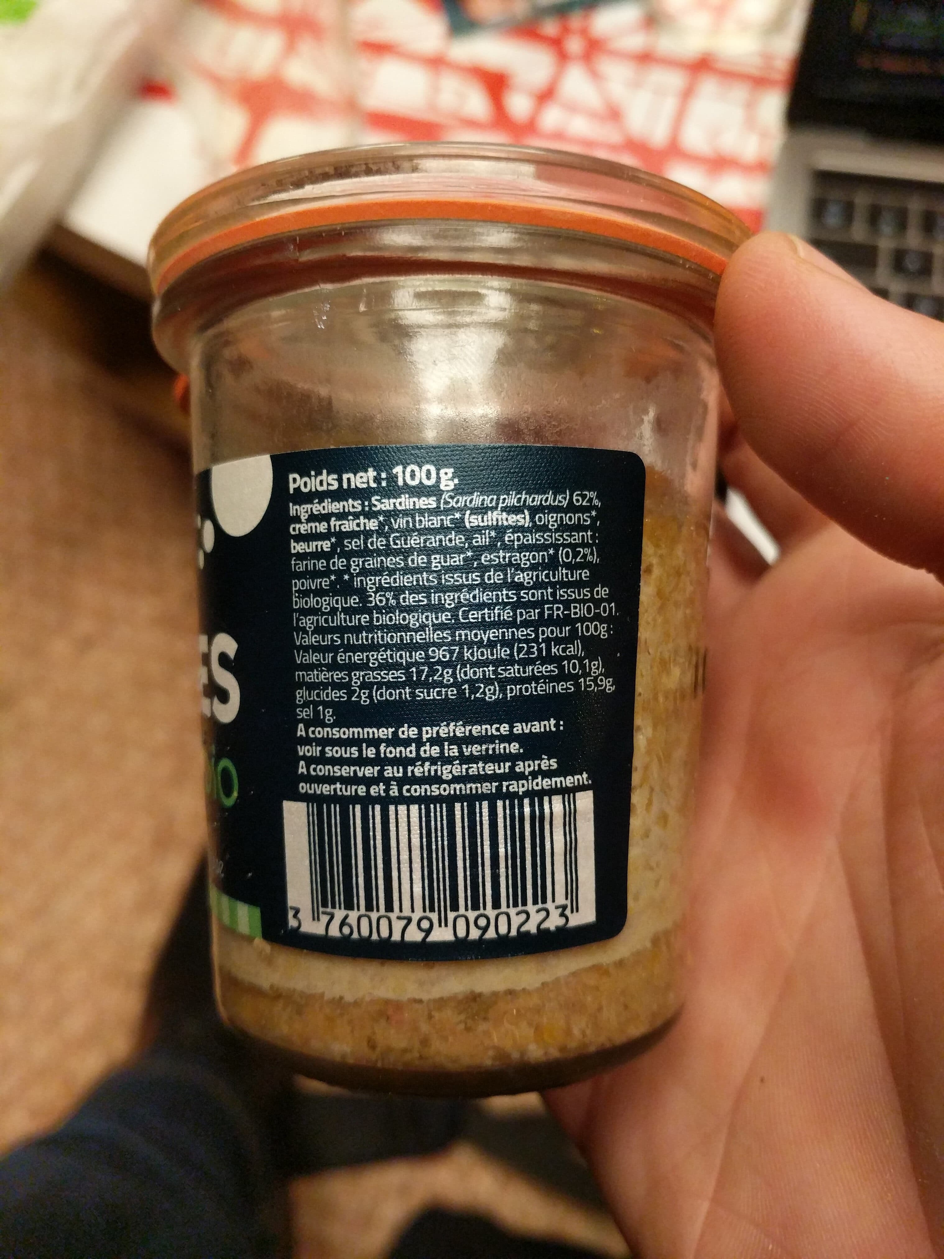 L'Apéro du Poissonnier Rillettes de Sardines a l'Estragon Bio packshot
