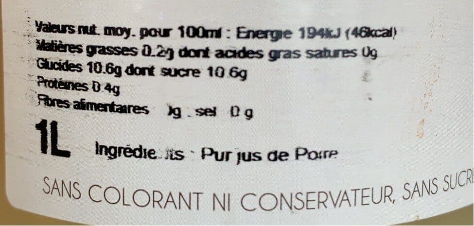 Open Food Facts Jus de poire packshot