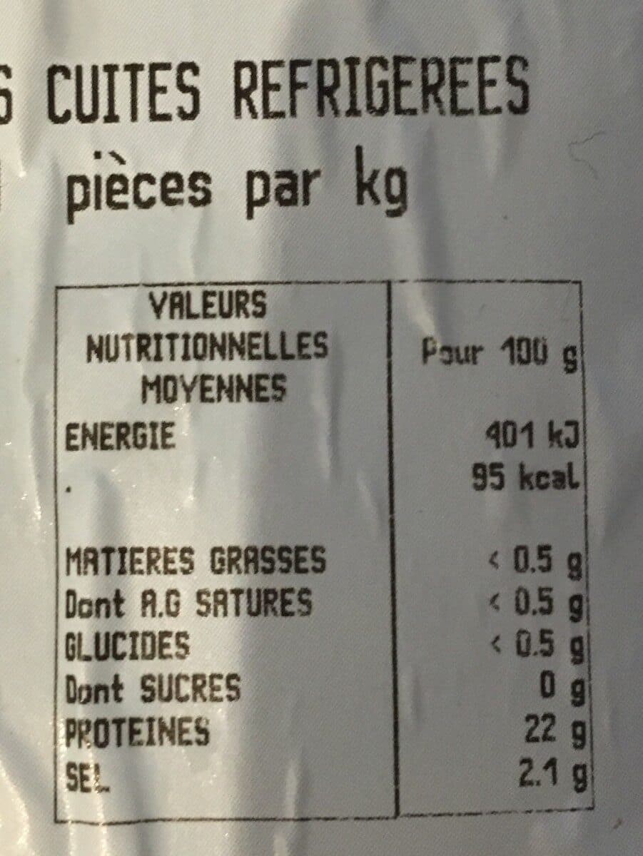 Open Food Facts Crevettes sauvages entières cuites réfrigérées packshot