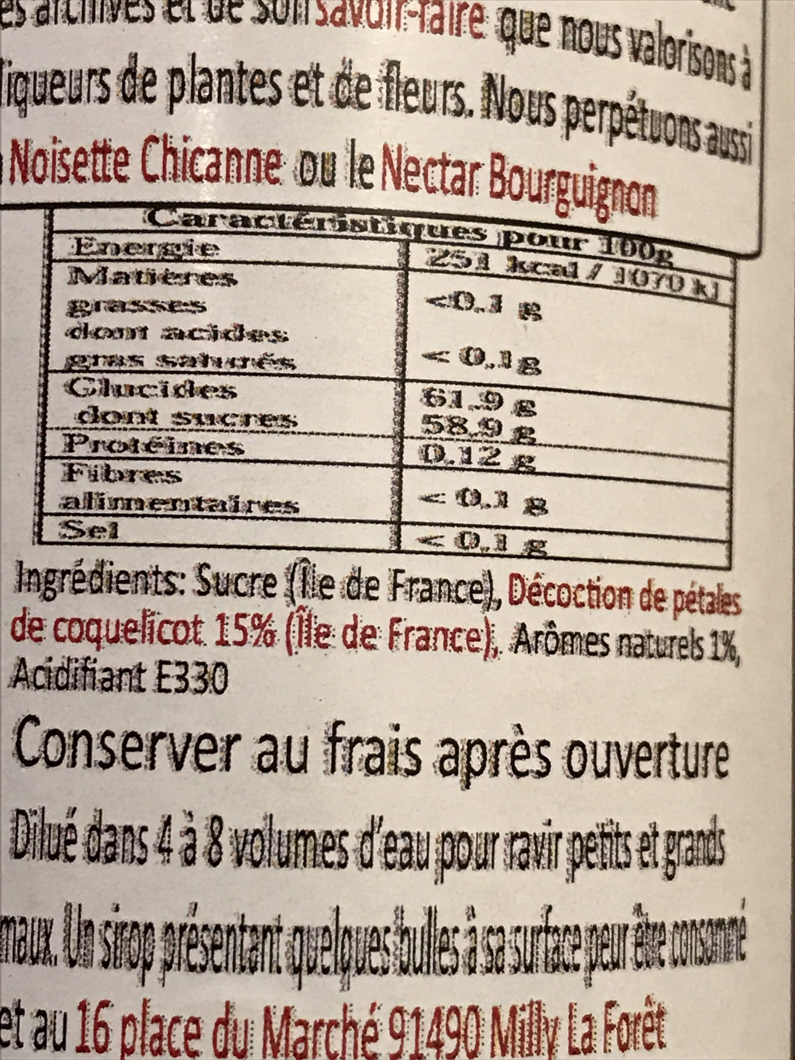 Le Coquelicot de Milly Sirop artisanal de coquelicot packshot