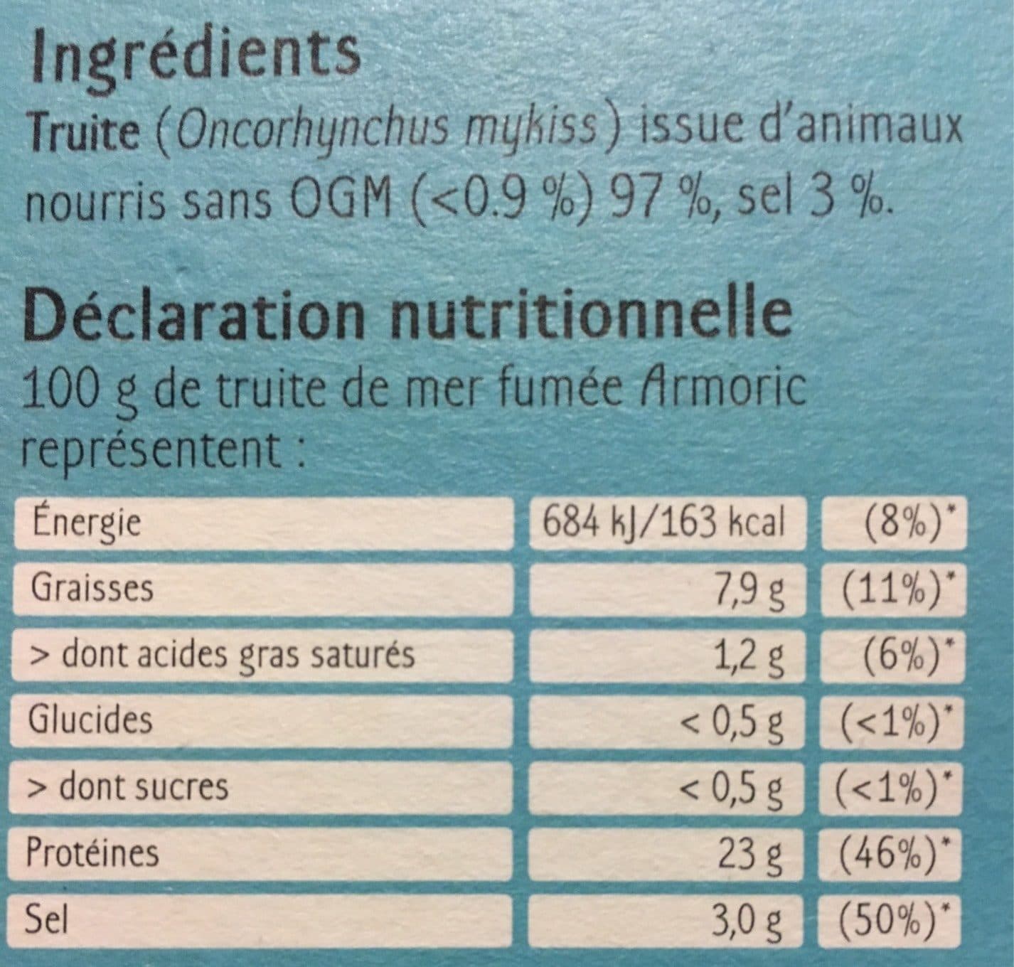 Armoric Armoric Truite fumée élevée en mer le paquet de 4 tranches 120 g packshot