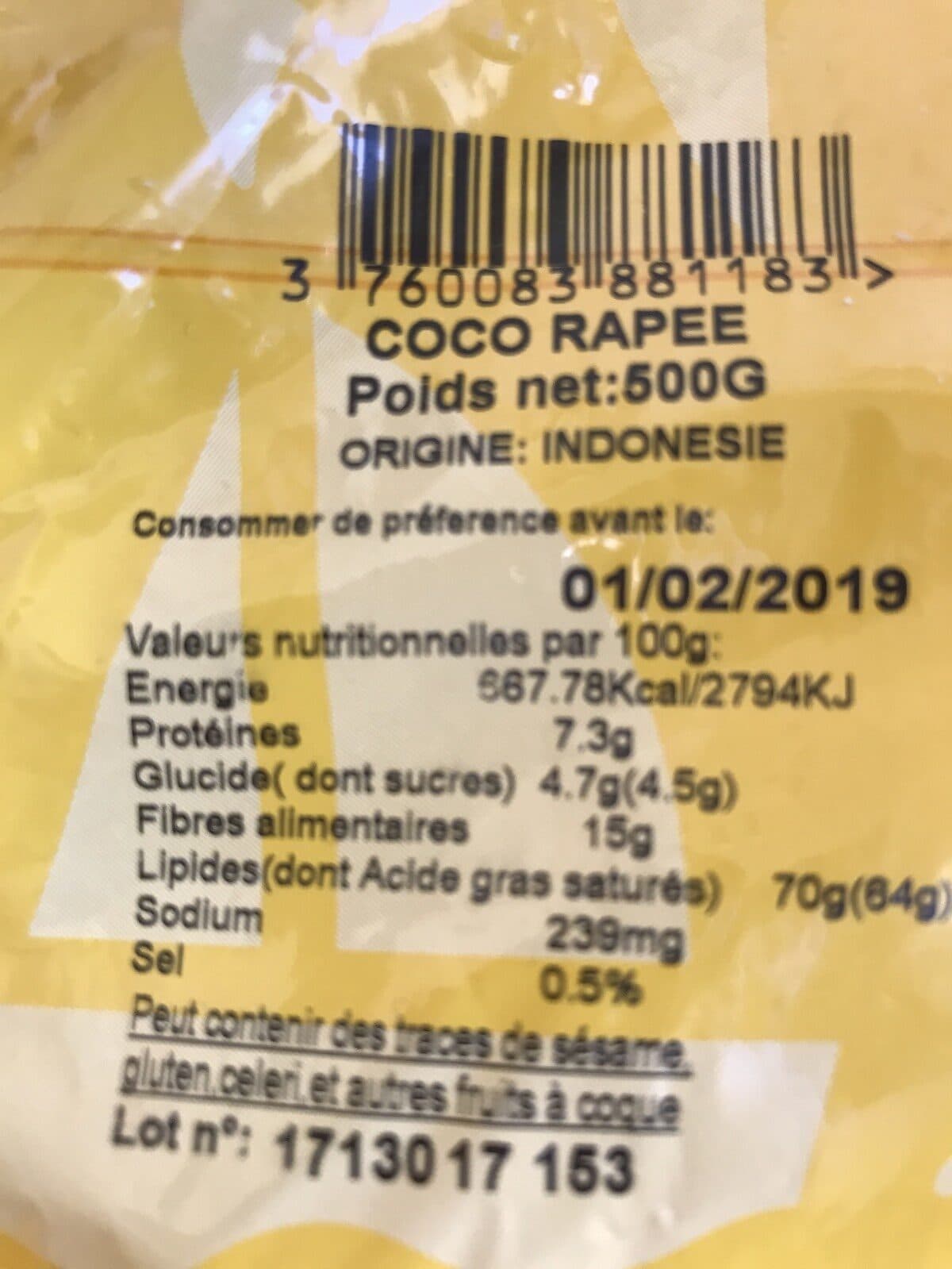 Barco Noix de coco rape packshot