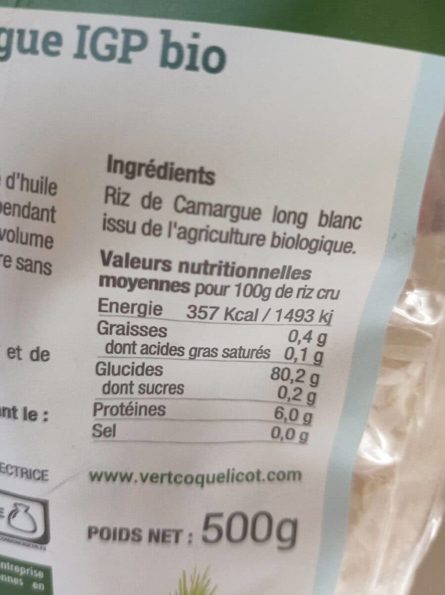 Vert Coquelicot Riz de camargue long blanc packshot