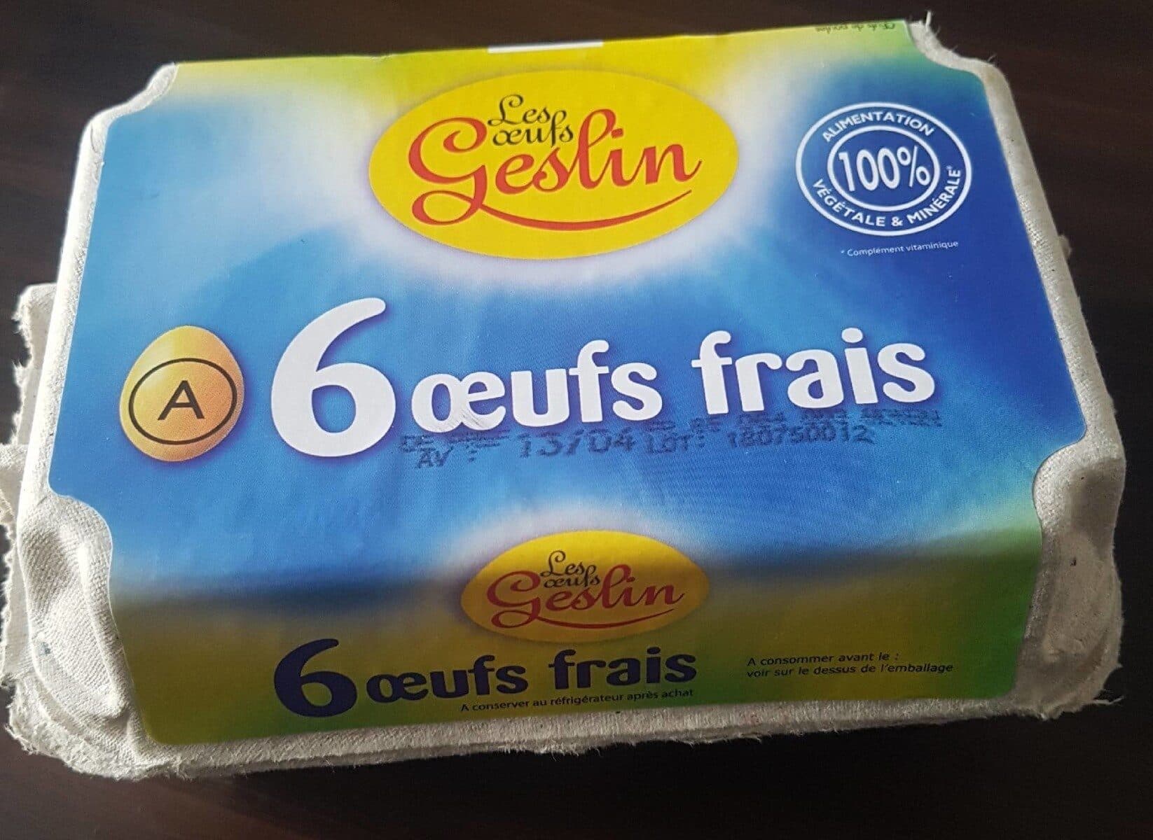 les œufs geslin 6 oeufs frais packshot