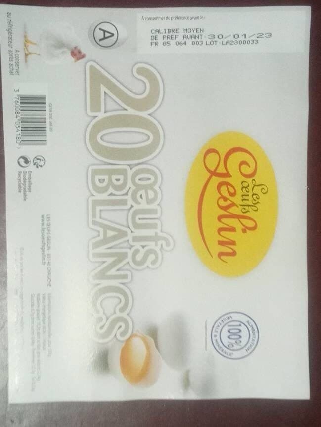 Open Food Facts 30 oeufs blancs packshot