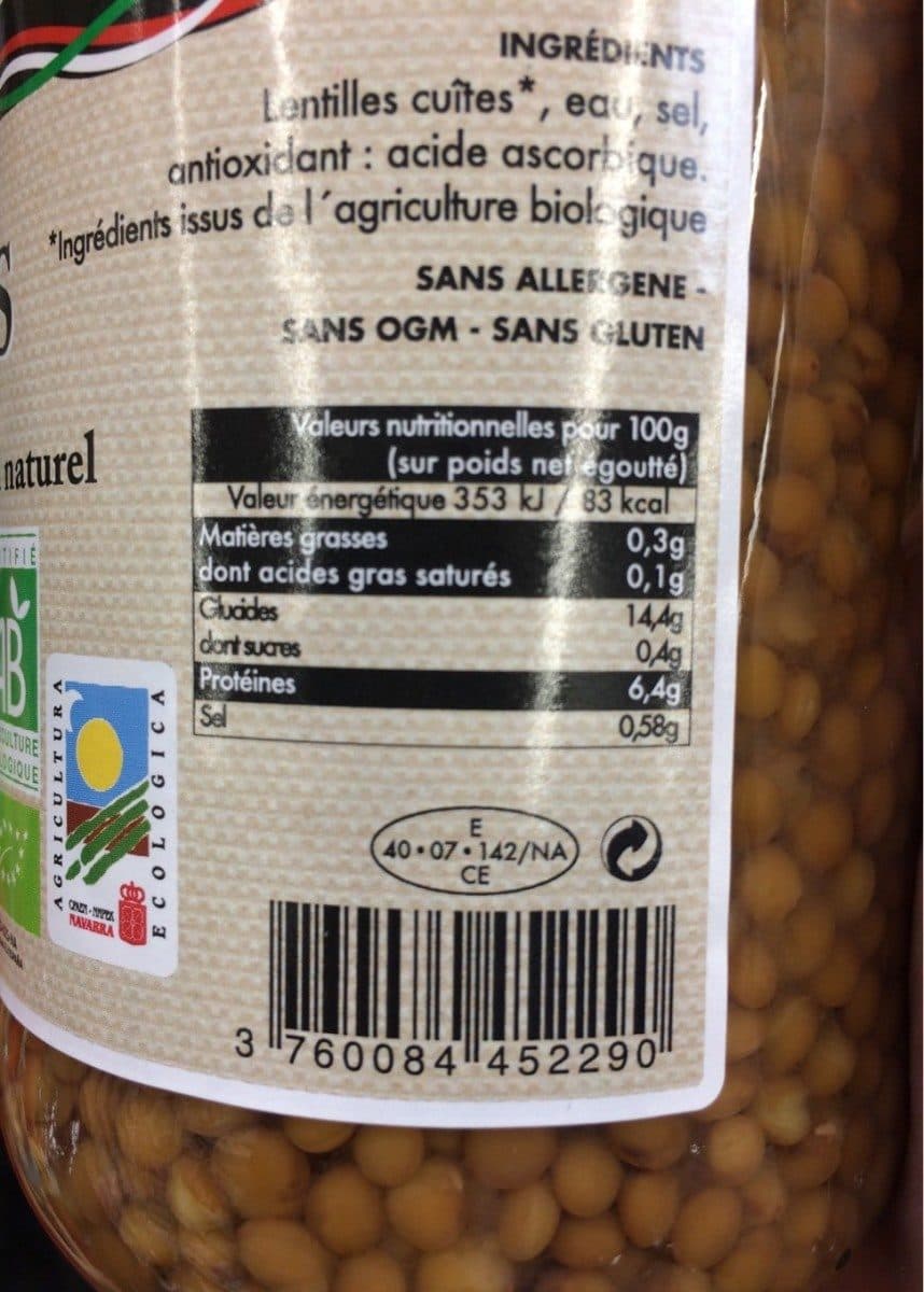 Baionade Lentilles vertes packshot