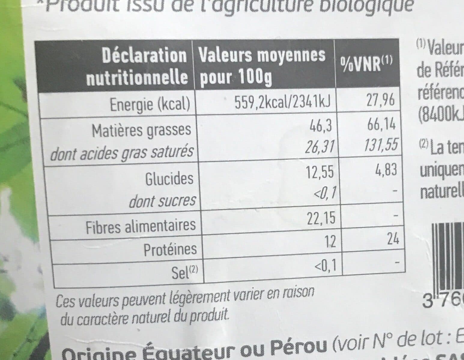 ethnoscience Fèves de Cacao biologiques packshot