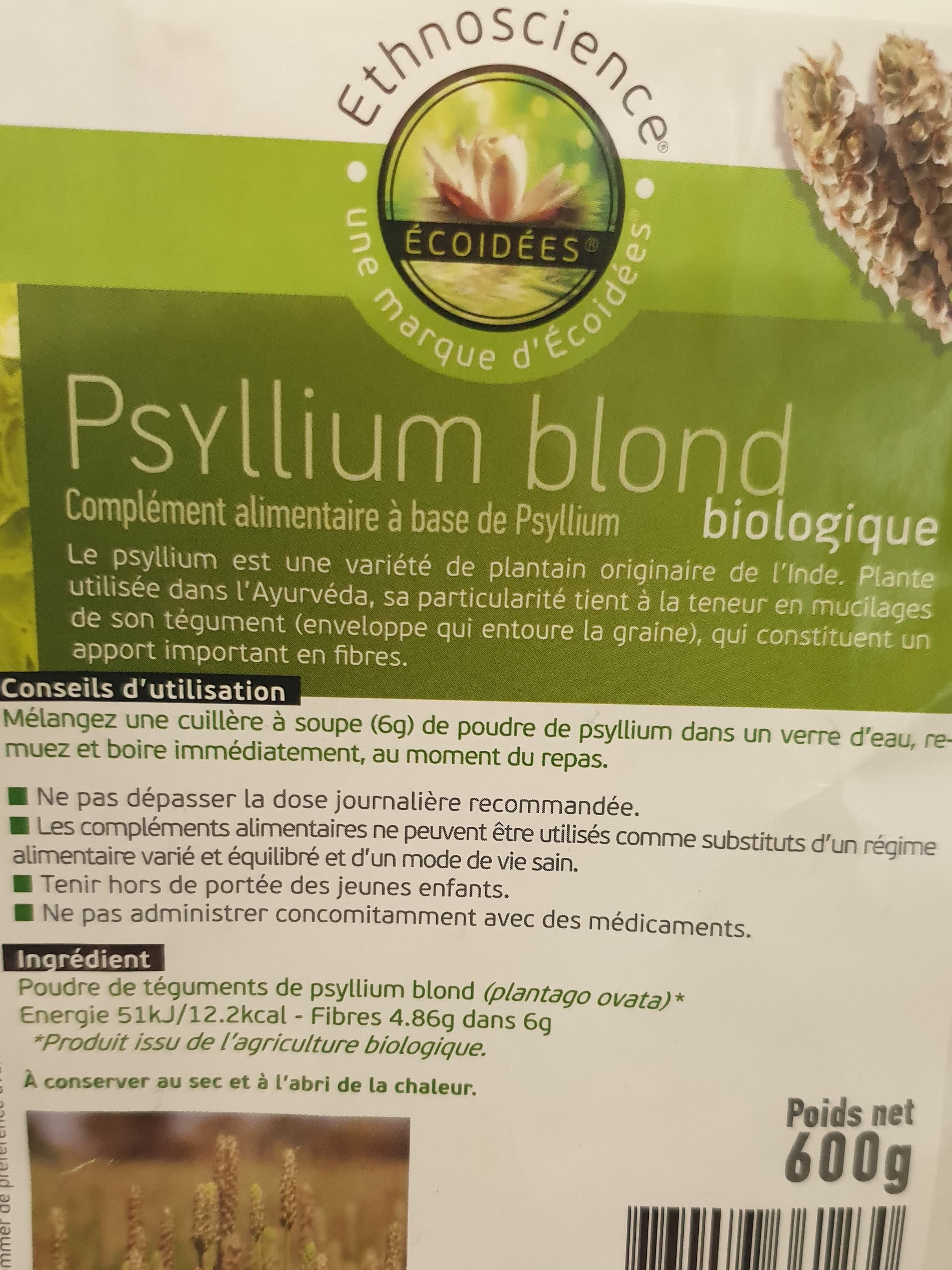 ETHNOSCIENCE Psyllium blond BIO - sachet packshot