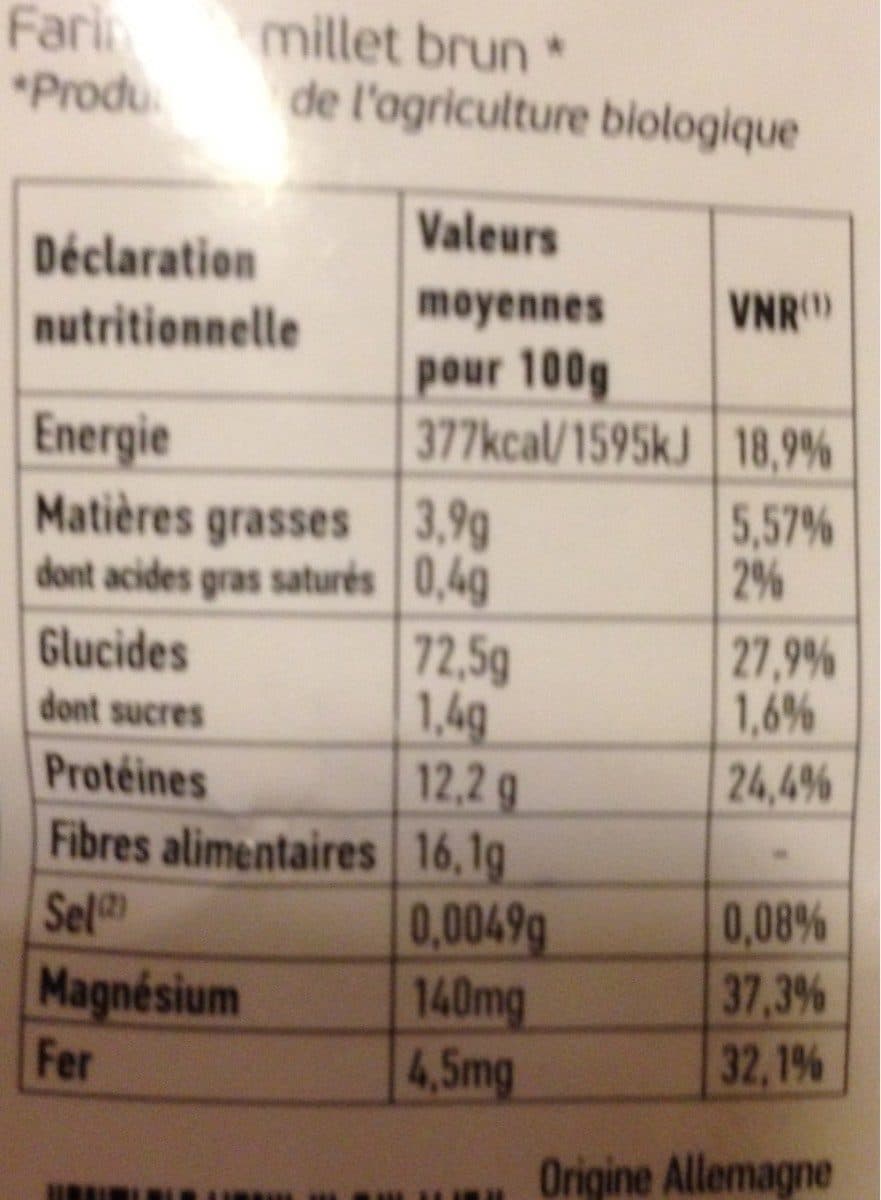 Open Food Facts Farine de millet brun packshot