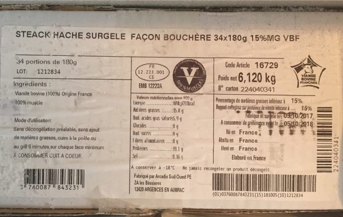 Arcadie Sud-Ouest Steak Haché Surgelé Façon Bouchère packshot