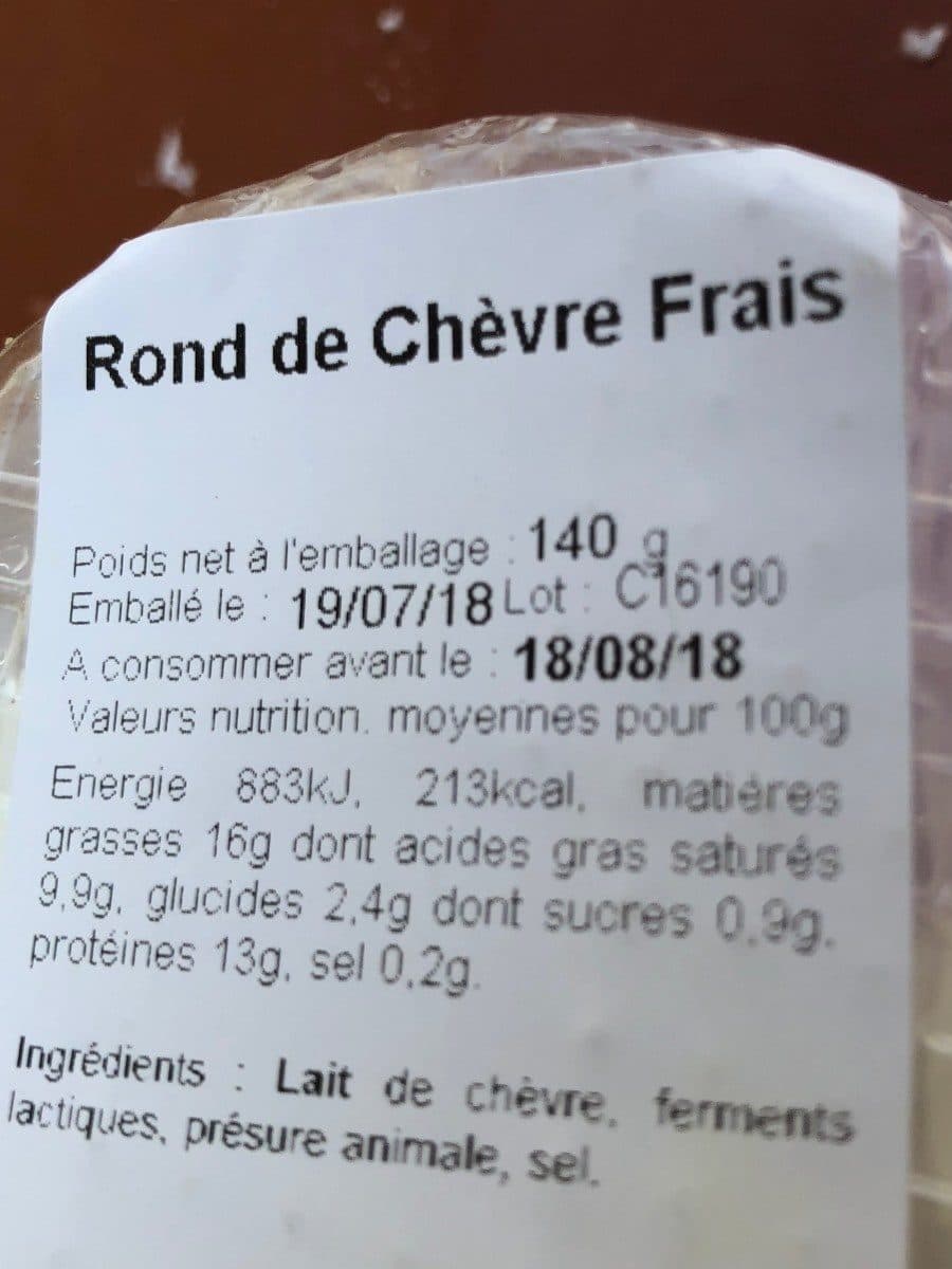 Open Food Facts Fromage frais de chevre au lait cru VENDEE CHEVRE, 19%MG packshot