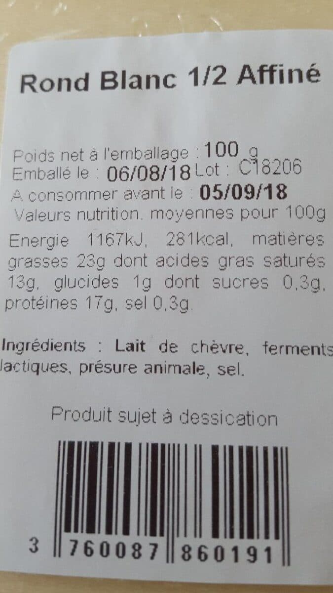 Open Food Facts Fromage de chèvre au lait cru packshot