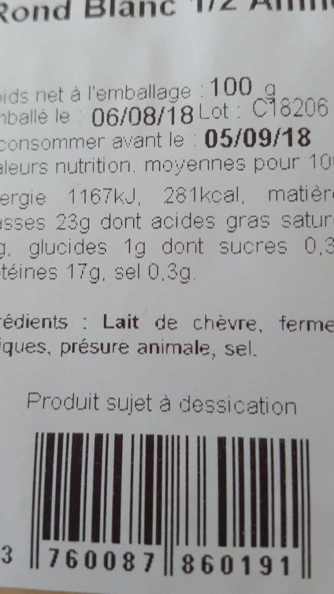 Open Food Facts Fromage de chèvre au lait cru packshot