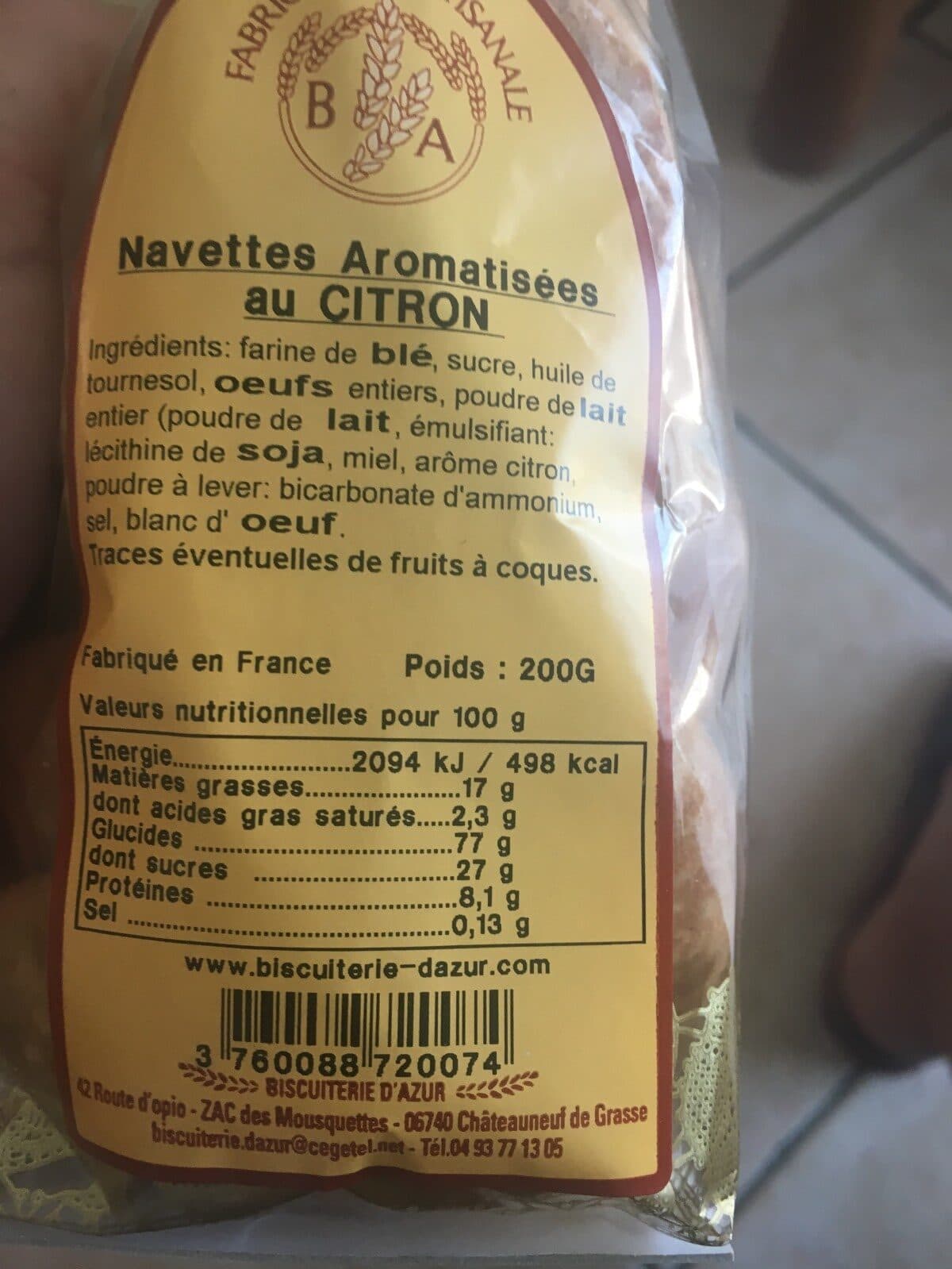 Open Food Facts Navettes aromatisees au citron packshot