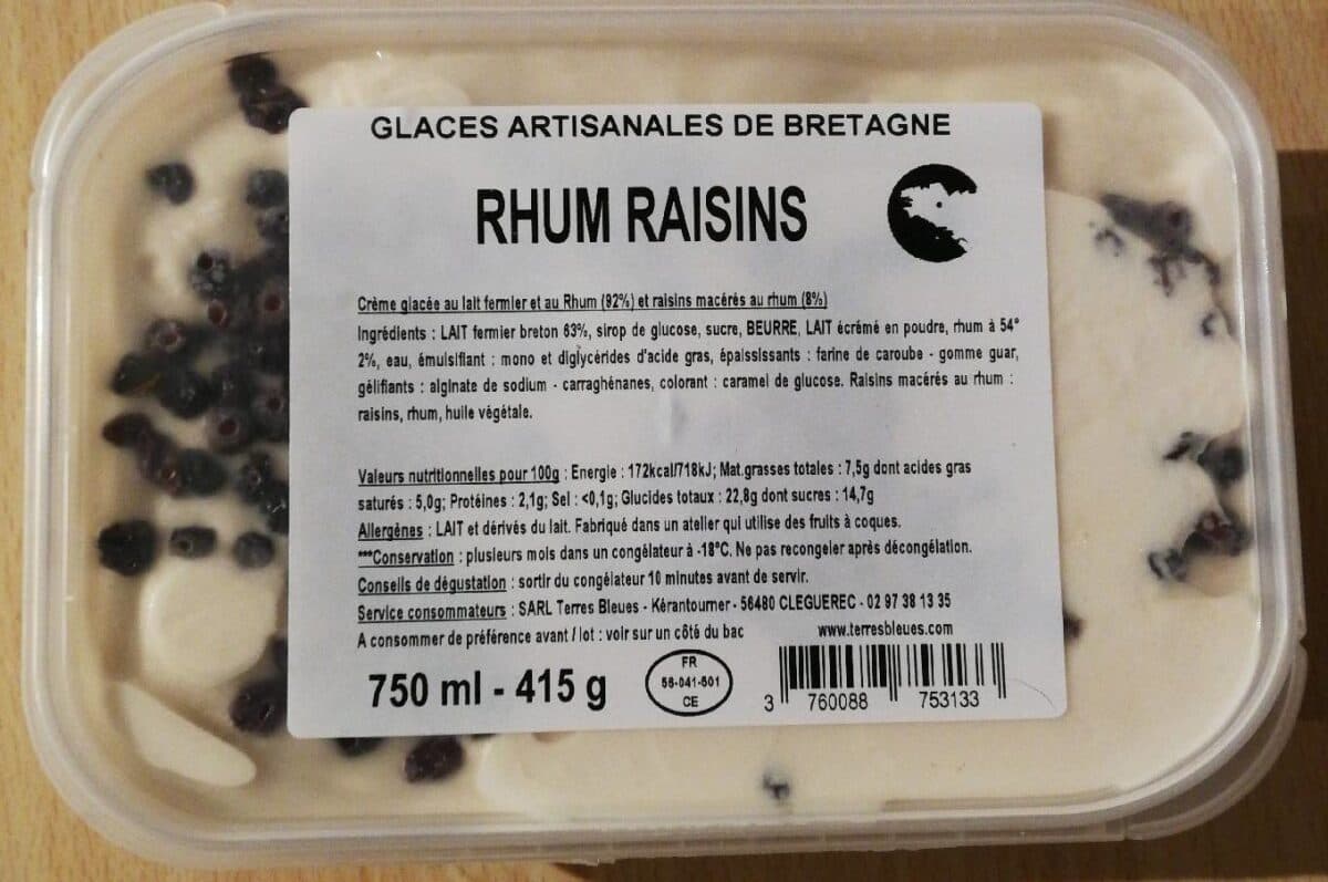 TERRES BLEUES Glace Rhums raisins packshot
