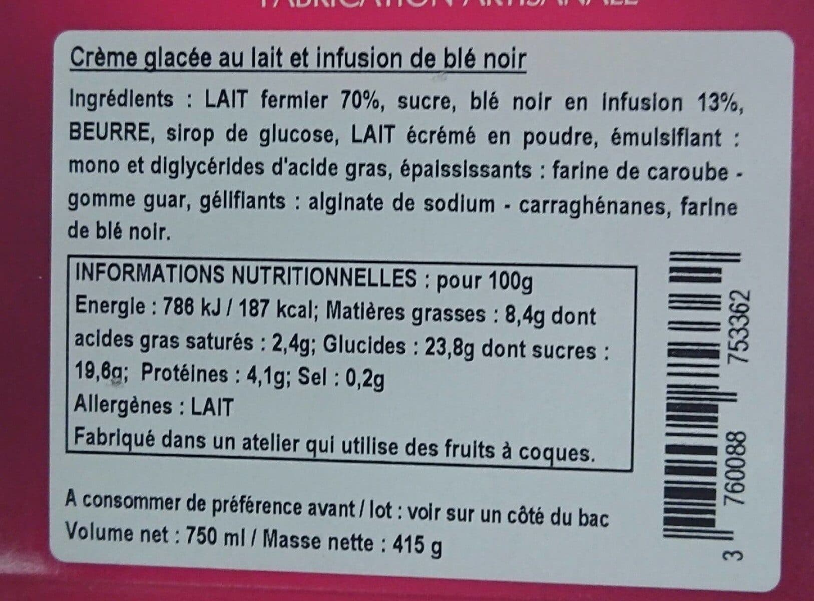TERRES BLEUES Glace au blé noir packshot