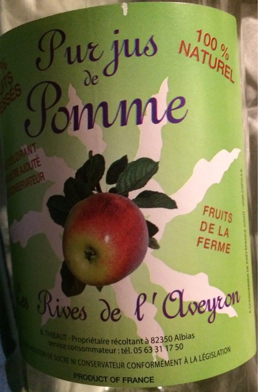 Les Rives De L'aveyron Pur jus de pomme packshot