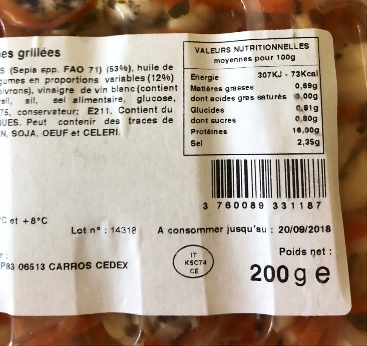 Palais Des Mets salade de seiches grillées packshot