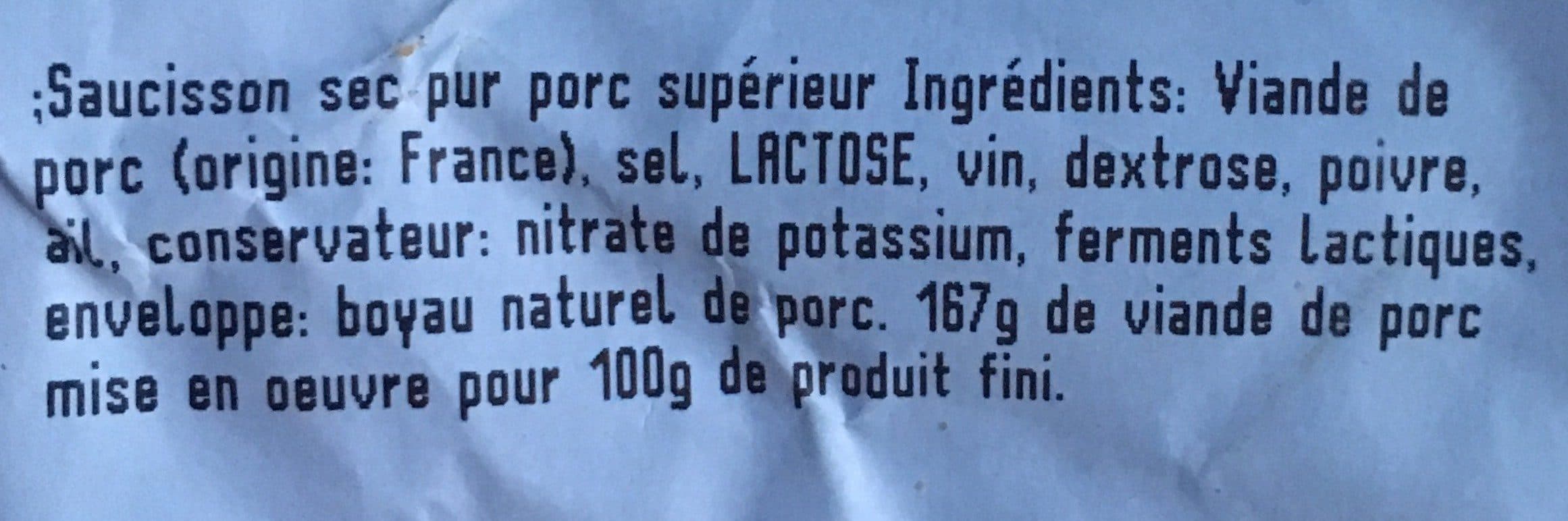 Open Food Facts Saussisson sec pur porc a suspendre packshot