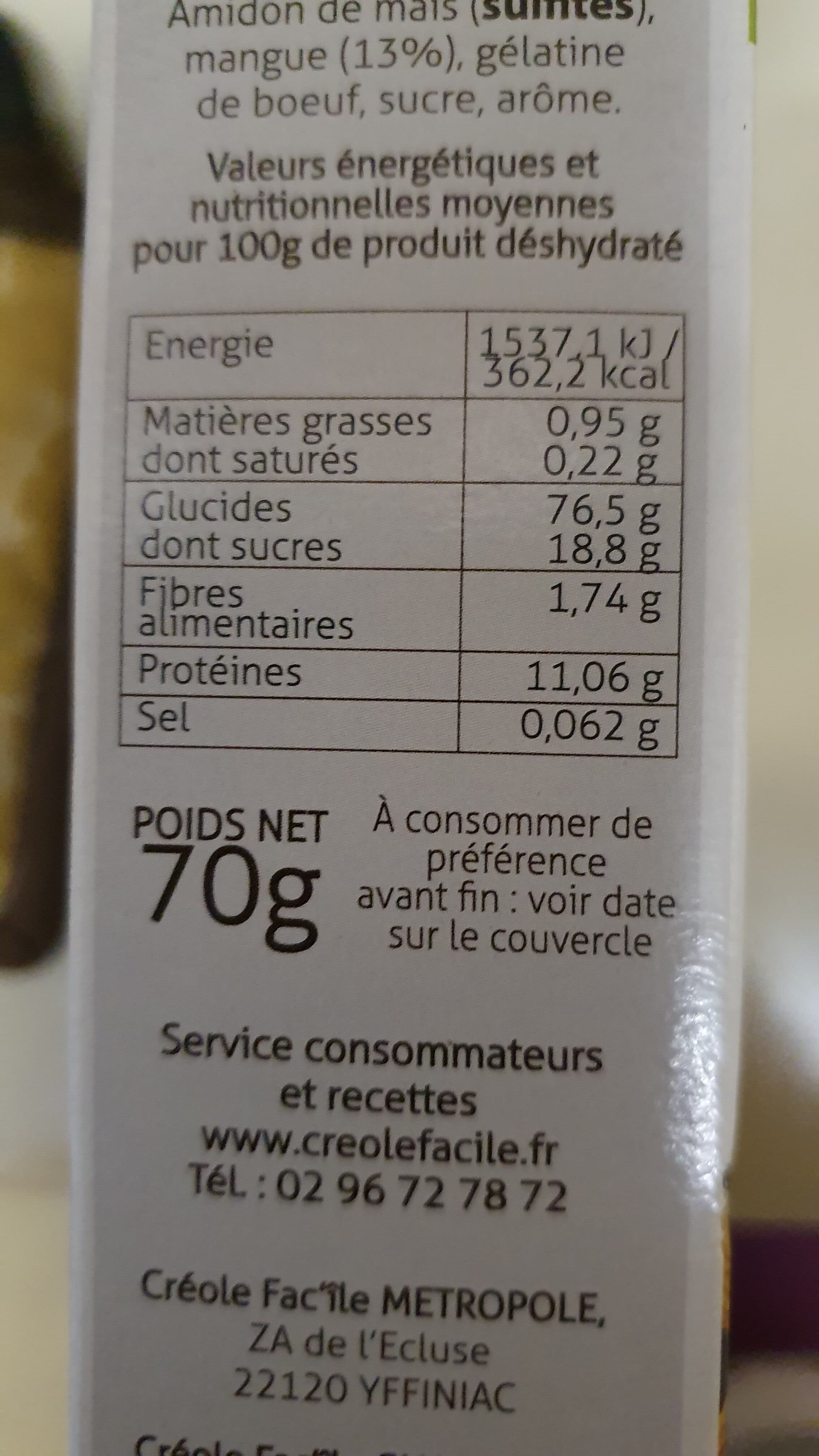 Créole Fac'île Blanc manger Mangue packshot