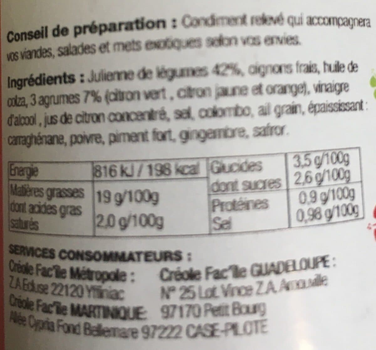 Créole Fac'île Achard aux 3 agrumes packshot