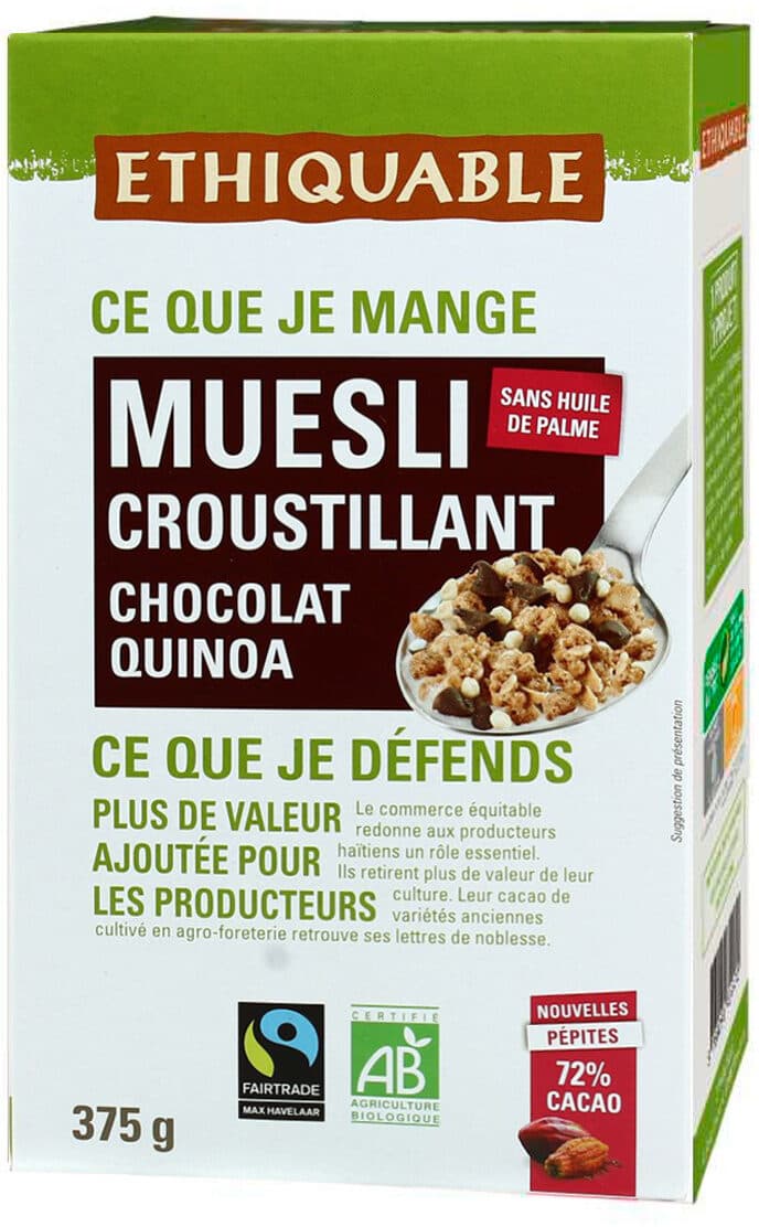 Ethiquable Muesli croustillant chocolat quinoa packshot