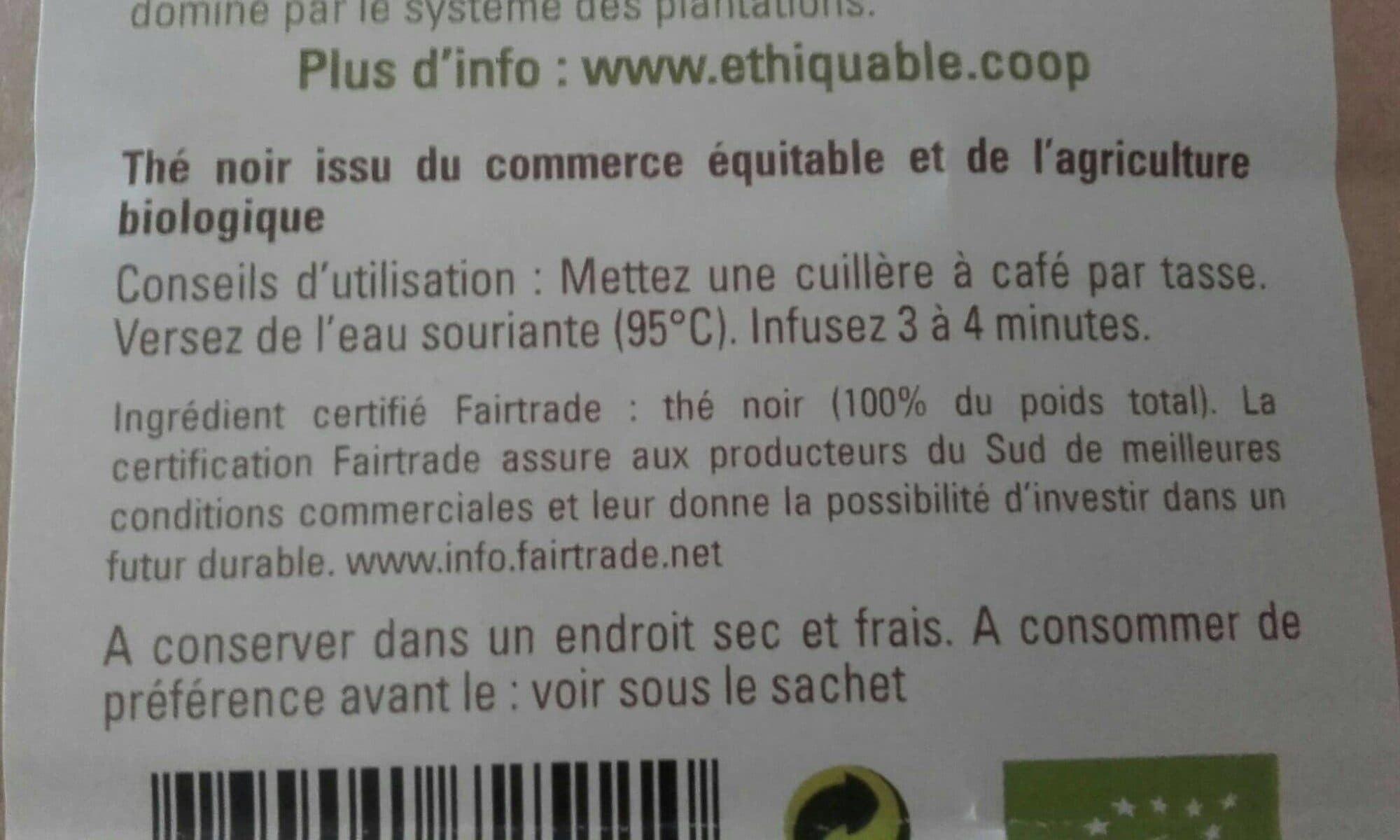 Ethiquable Epicerie / Thé Bio Et équitable / Thé Noir packshot