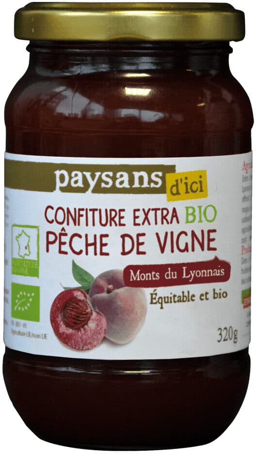 Paysans d'ici Confiture extra Pêche de vigne packshot