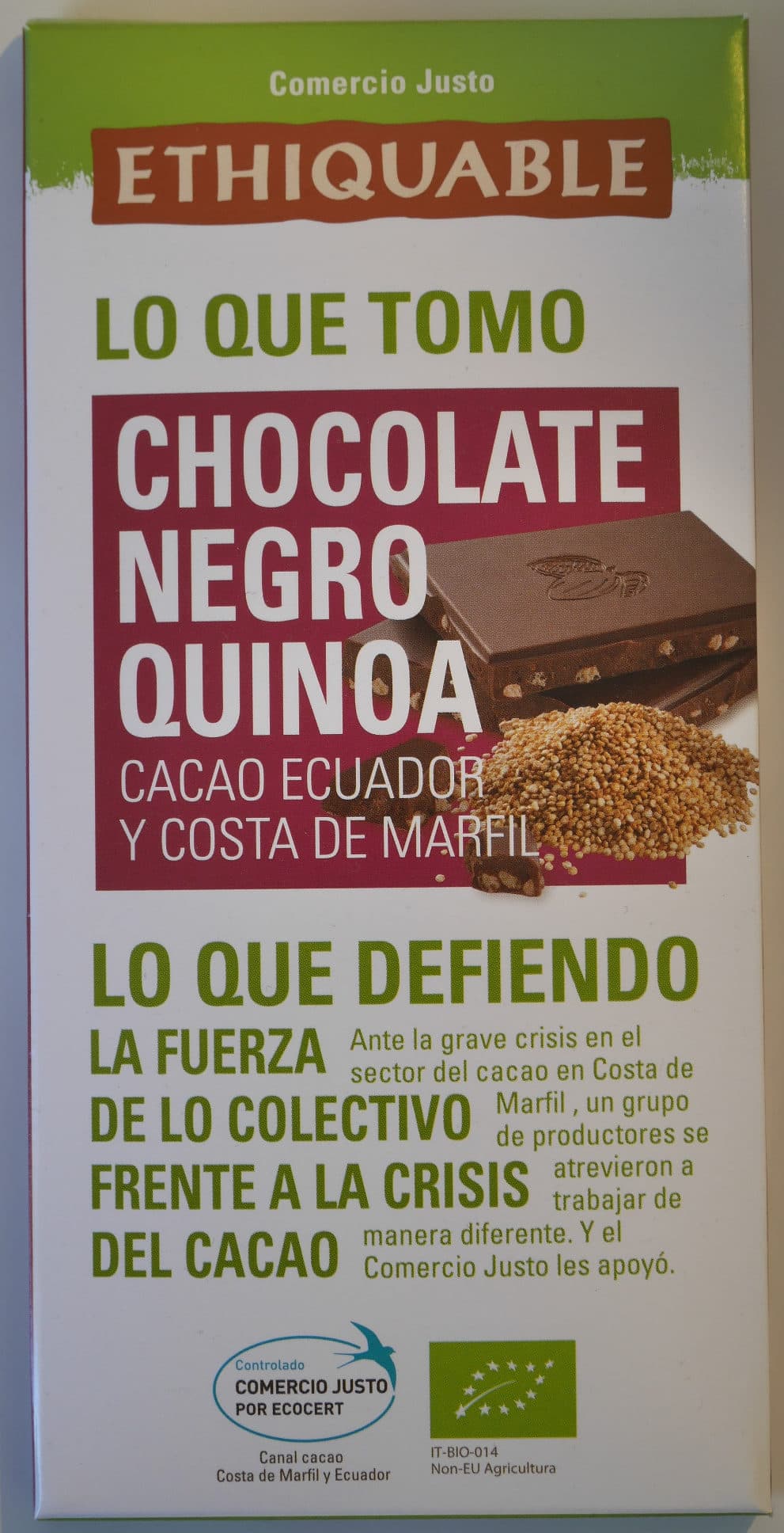 Ethiquable Chocolate negro quinoa packshot