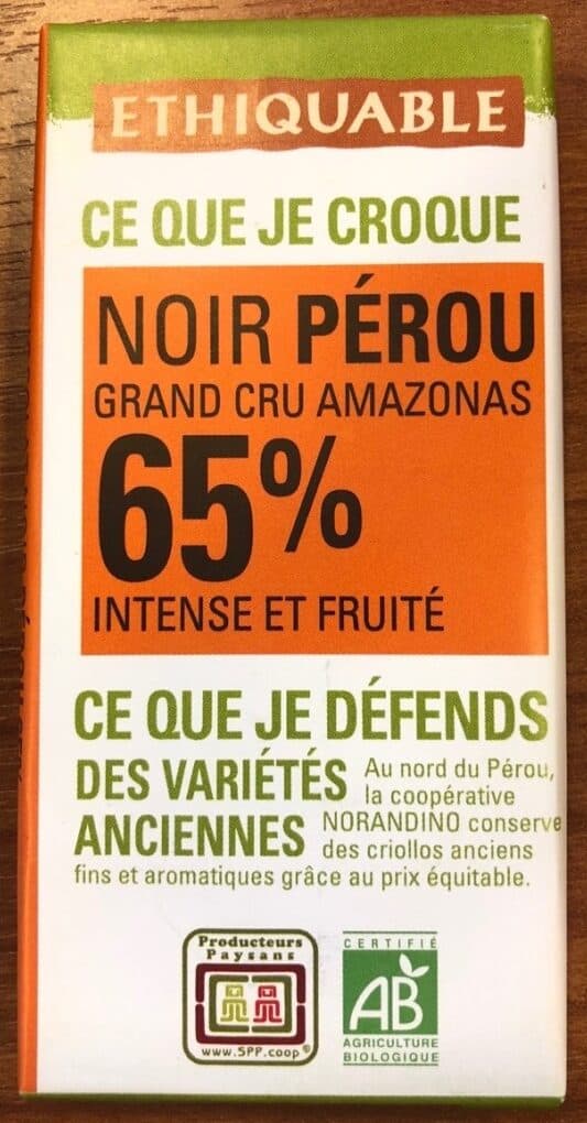 Ethiquable Noir Pérou 65% packshot